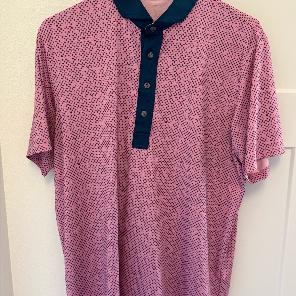 Men's Greyson Pink and Blue Polo Shirt